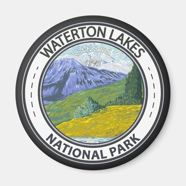 Aimant Parc national des Lacs-Waterton Badge Canada (Devant)