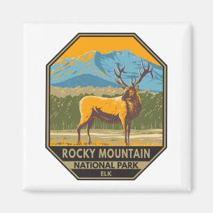 Aimant Parc national des Rocheuses Colorado Elk Vintage