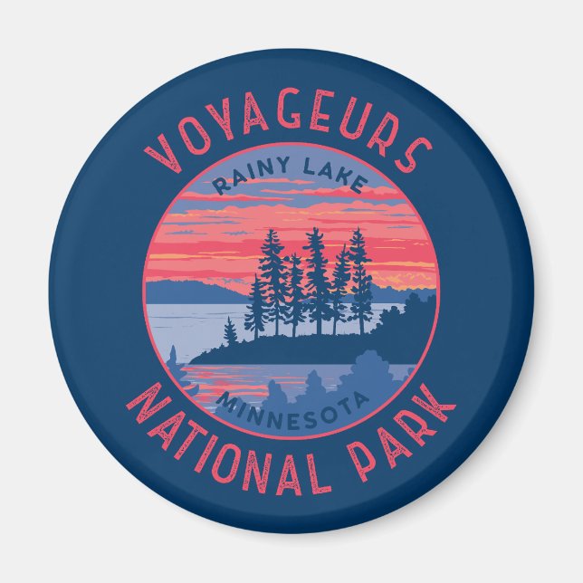 Aimant Parc national des Voyageurs Rainy Lake Art déprimé (Devant)