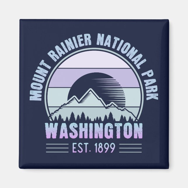 Aimant Parc national du Mont Rainier Washington USA Retro (Devant)