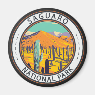 Aimant Parc National Du Saguaro Cactus Dans L'Insigne Du
