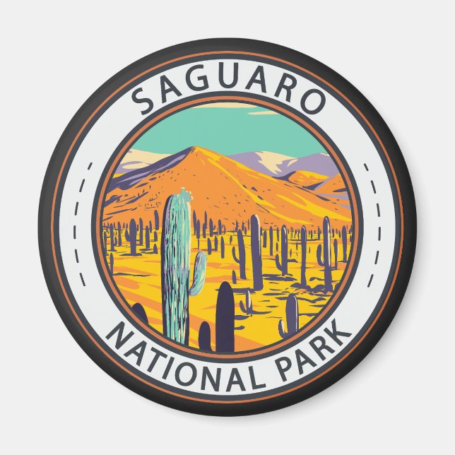 Aimant Parc National Du Saguaro Cactus Dans L'Insigne Du  (Devant)
