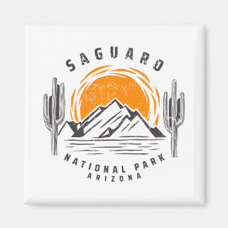 Aimant Parc national du Saguaro vintage avec cactus