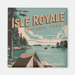 Aimant Parc national vintage Isle Royale Camping