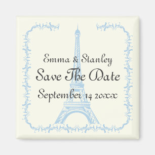 Aimant Paris mariage bleu Tour Eiffel Enregistrer la date