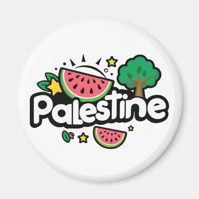 Aimant Parole palestinienne mignonne entourée de pastèque (Devant)
