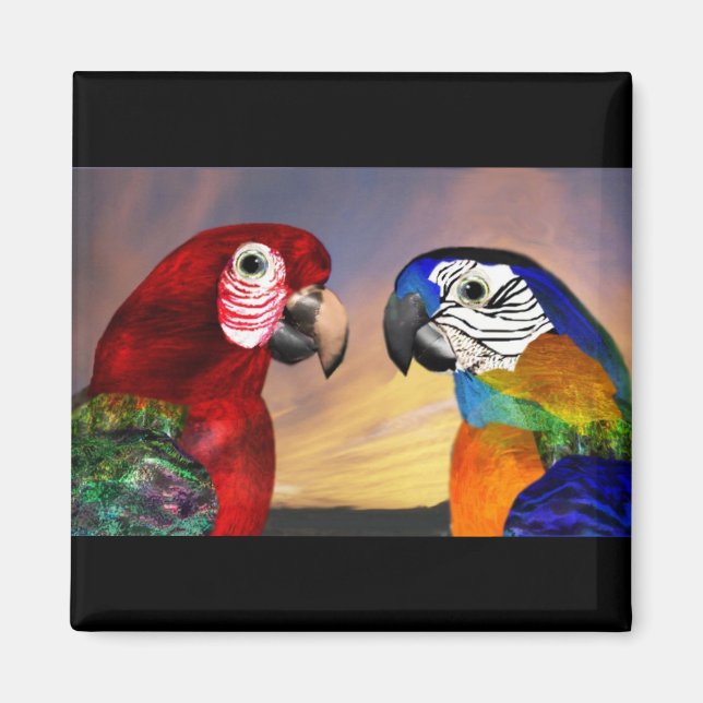 AIMANT PARROS HYPER /ARA ROUGE ET BLEU (Devant)