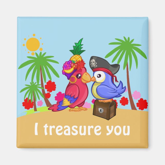 Aimant Parrots Amour au trésor (Devant)