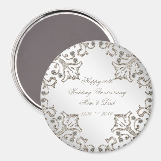 Aimant Parties scintillant 60e Anniversaire du Mariage de (Recto/Verso)