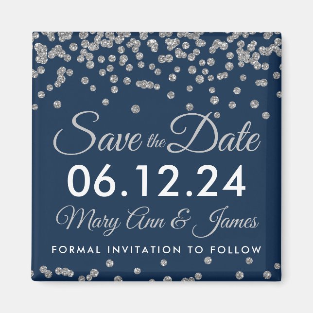 Aimant Parties scintillant Argent Faux Confetti Marine En (Devant)