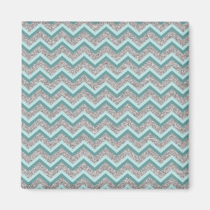 Aimant Parties scintillant en argent et ZigZag Turquoise