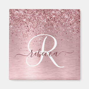 Aimant Parties scintillant en métal brossé rose pâle Nom 