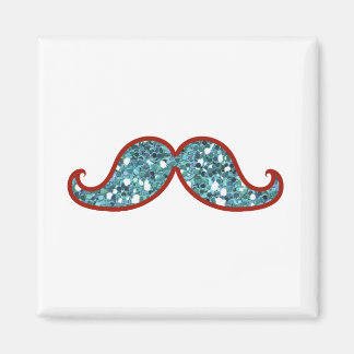 Aimant Parties scintillant FUNNY BLUE MUSTACHE