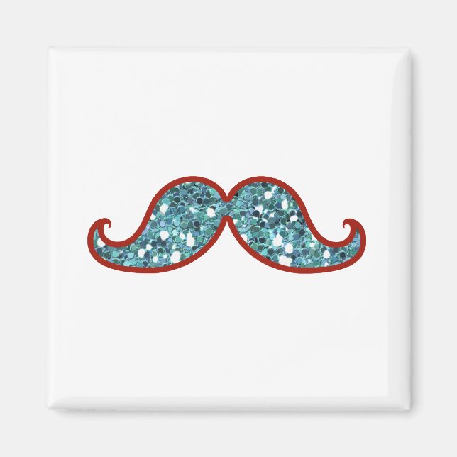 Aimant Parties scintillant FUNNY BLUE MUSTACHE (Devant)