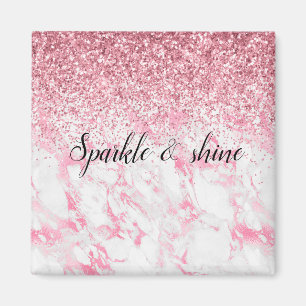 Aimant Parties scintillant Marbre blanc rose