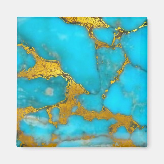 Aimant Parties scintillant OR en marbre turquoise - AJOUT (Devant)