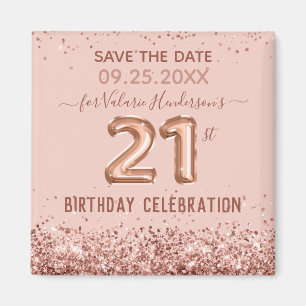 Aimant Parties scintillant rose 21e anniversaire Enregist