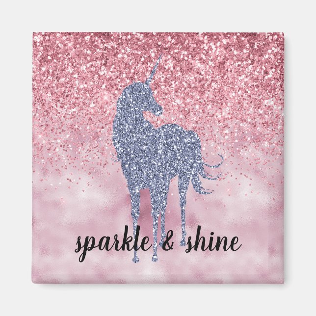 Aimant Parties scintillant rose brillant violet Unicorne (Devant)