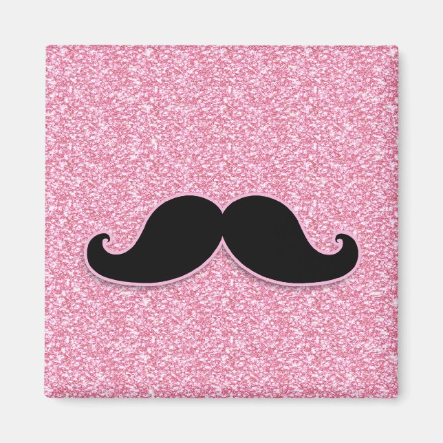 Aimant Parties scintillant ROSE MUSTACHE NOIRE IMPRIMÉE (Devant)
