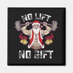 Aimant Pas de levée, pas de cadeau Santa Gym Workout Fitn