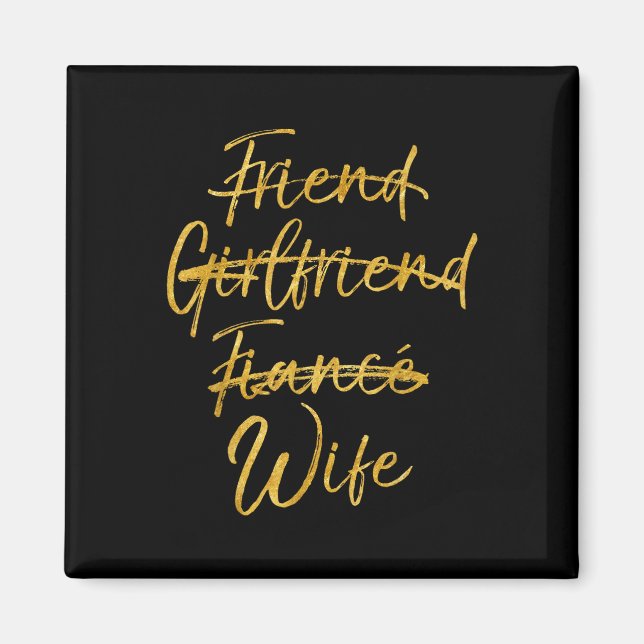 Aimant Pas de petite amie fiancée femme chemise or Weddi (Devant)