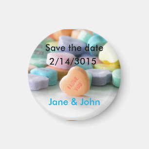 Aimant pastel bonbons coeurs mariage enregistrer la date