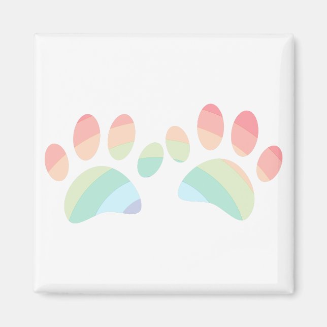 Aimant Pastel Color Rainbow Chien Empreintes de pattes (Devant)