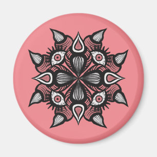 Aimant Pastel Goth Witch Design - Monstre Rose Noir