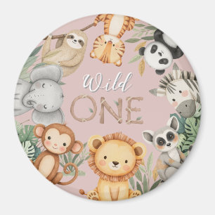 Aimant Pastel Tropical Wild One Jungle Safari Animaux