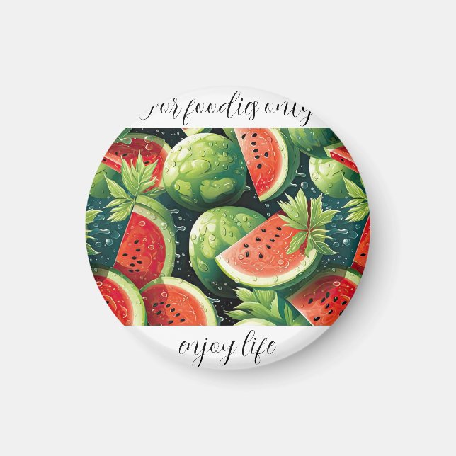 Aimant pastèque fraîche avec gouttes d'eau (Devant)