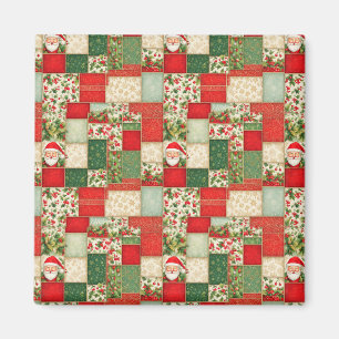 Aimant Patchwork de Noël en rouge et vert