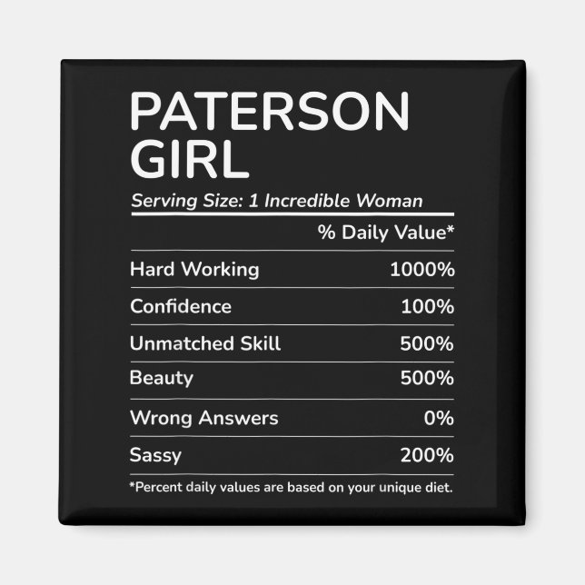 Aimant Paterson Girl Funny New Jersey Hometown  (Devant)