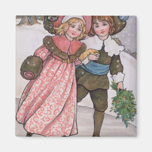 Aimant Patinage de fille et de garçon