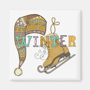 Aimant Patins à glace mignonne hiver tricot bas casquette