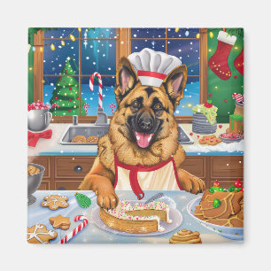 Aimant Pâtisserie de Noël du Berger Allemand : Noël Festi
