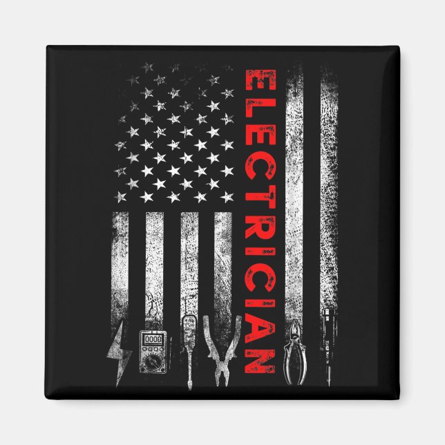 Aimant Patriotic Electrician American Flag Fathers Day  (Devant)
