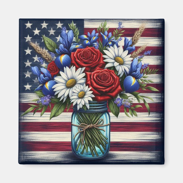 Aimant Patriotique, floral en détresse (Devant)