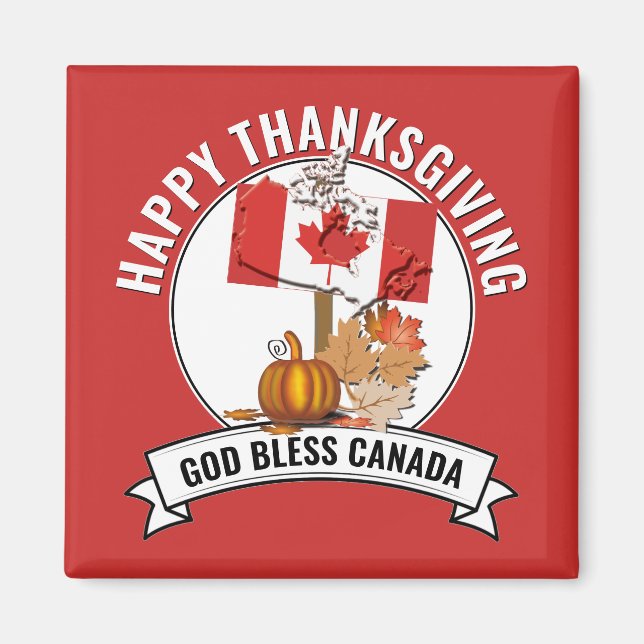 Aimant Patriotique MERCI DIEU POUR LE CANADA Thanksgiving (Devant)