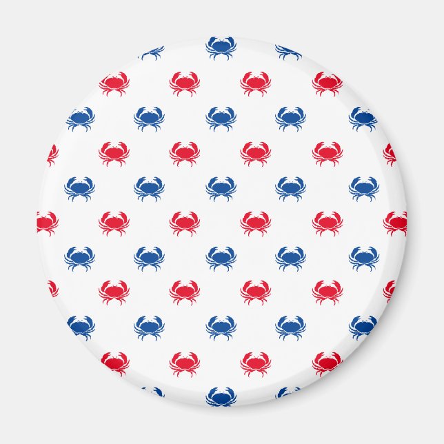 Aimant Patriotique motif de crabe rouge blanc et bleu (Devant)
