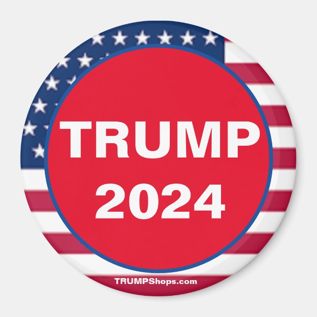 Aimant patriotique rouge TRUMP 2024 (Devant)