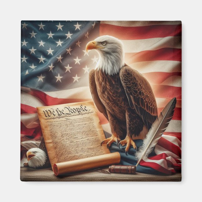 Aimant Patriotisme américain de l'aigle chauve (Devant)