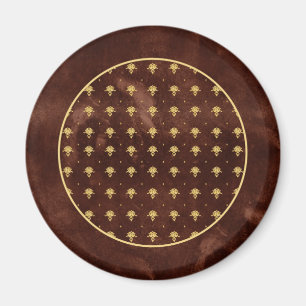 Aimant Pattern Leather Brown et Gold Damask