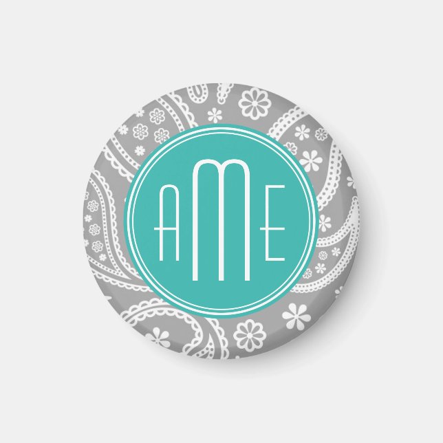 Aimant Patterns bleus et monogram bleu (Devant)