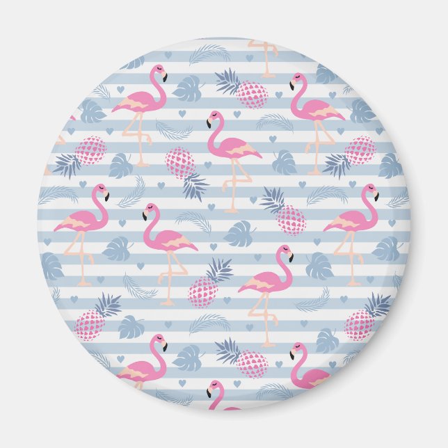 Aimant Patters de Whimsical Flamingo et Pineapple (Devant)