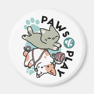Aimant Pattounes et Jeux – Illustration de Chat Adorable