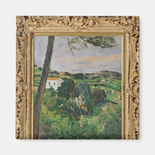 Aimant Paul Cezanne Paysage avec toit rouge ou le pin