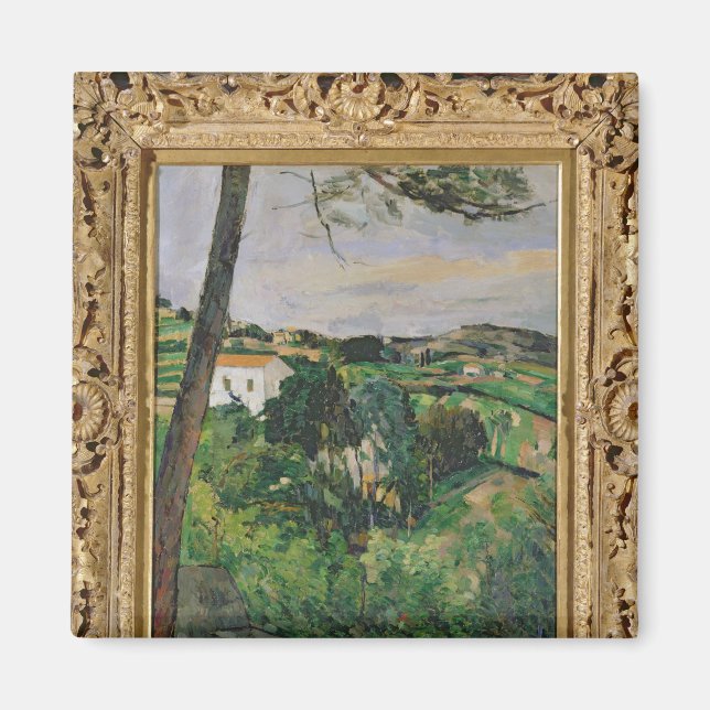 Aimant Paul Cezanne | Paysage avec toit rouge ou le pin (Devant)