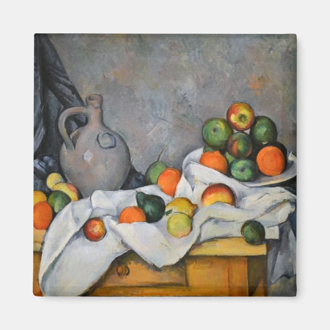 Aimant Paul Cezanne - Rideau, bol de jug et de fruits (Devant)