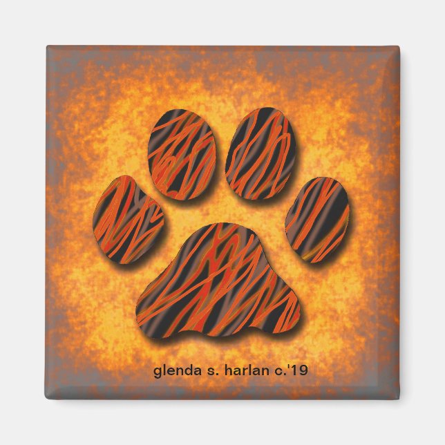 Aimant Paw à tonalité orange par Glenda S. Harlan (Devant)