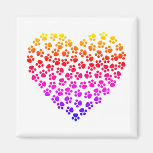 Aimant Pawprint Rainbow Heart